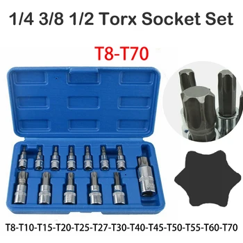 13PCS Torx Soquete de Impacto Conjunto de Chaves de luz de T8-T70 Pneumática Chave de Cabeça Universal Kit de chave de Fenda Torx Estrela Hex Oficina de Mecânica de Ferramenta
