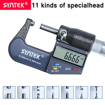 Solução de syntek 0,001 mm Eletrônica Digital Fora Micrômetro 0-25mm Especiais Cabeça de Medição Ferramentas de medição quarto Duplo Individual Duplo Ponto de