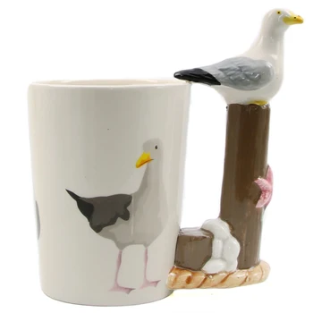 1Piece Adorável aves Marinhas Caneca à beira-Mar Otagiti 3D Gaivota Forma de Cerâmica, Canecas de Café Animal Copa do Office Copos