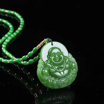 Chinês Verde Jade Dinheiro Buda Colar Pingente Charme Jóias Acessórios De Moda Esculpidas À Mão, Homem, Mulher Sorte Amuleto Novo