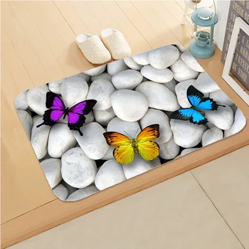 3D Cor Padrão de Pedra Quarto Anti-Derrapante Coral de Veludo Macio Tapete Tapete de Cozinha, Banheira Porta de Entrada Esteira de Decoração de Casa de Capacho