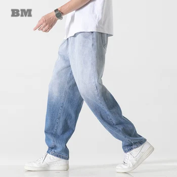 2022 Primavera Novo Plus Size Jeans Casual Japonês Harajuku, Denim, Calças Cargo Retro Gradiente Reta Calças De Homens Vestuário
