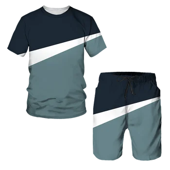 Moda de verão de Homens Sportswear Casual T-shirt + Shorts man 2 peças de Conjunto de Jogging de Manga Curta Terno dos Homens de Treino Chándales