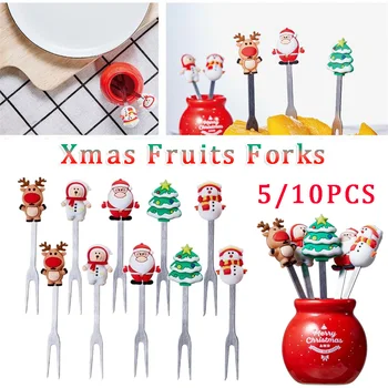 Natal Frutas Garfo Palito de Alimentos Bolo de Sobremesa de Seleção com o Titular Caixa de Almoço de Decoração de Alimentos para Crianças Dinnerware