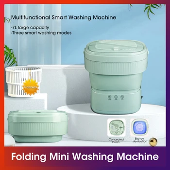 Portátil, Máquina de Lavar roupa Para Meias de roupa interior Roupa Blu-ray Esterilizar Centrífuga Com Secador de Desidratação de Dobramento Balde de Viagens
