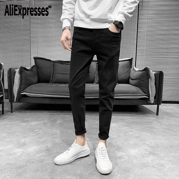 O coreano Slim Homens Designer de Jeans para Homens Clássicos Oft Calça Preta Masculino Macacão Jeans Mens Calças de Jeans Plus Size