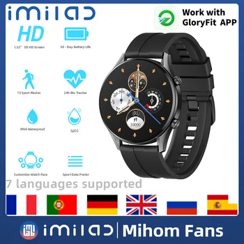 Smart Watch IMILAB W12 Bluetooth Smartwatch Homens 24h Bio Fitness Tracker Esporte de Dados Cartaz da frequência Cardíaca SpO2 Monitor de Sono Relógios