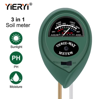 Yieryi 3-em-1 de Solo Instrumento de Jardinagem Instrumento Solo Testador Portátil Iluminância Hygro Medidor de PH para Plantas Jardim Flor
