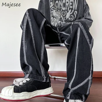 Calça Jeans preta, Homens Chique-jogo de Moda Calças de Hipsters Design Bonito Patchwork Джинсы High Street Adolescentes Hip Hop Zip Novo