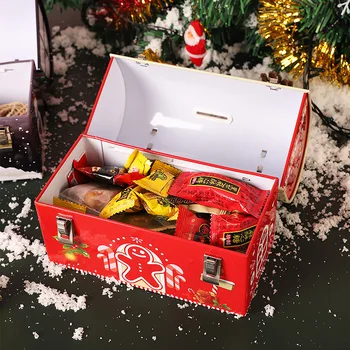 StoBag Doces De Natal Pacakging Caixa De Lata Festa De Dom Decoração De Cookies De Chocolate Suprimentos Mealheiro Crianças Favores Com Alça