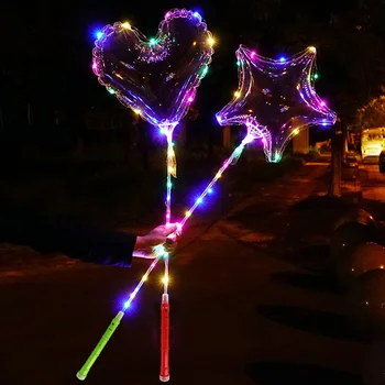 1Set LED Balão Piscando Lidar com DIODO emissor de Luz Até Bobo Balões de Coração para o Natal Decoração do Casamento de Crianças de Decoração de Festa de Aniversário