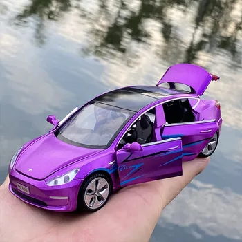 1:32 Tesla Model-X da Liga de Carro Fundido de Som E Luz, Puxe para Trás o Modelo de Brinquedo Veículo de Metal do Carro de Simulação de Recolha de Brinquedos para meninos