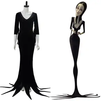 Morticia Addams Traje Vestir A Addams Cosplay Família Traje De Roupa Vestido De Terno Uniforme