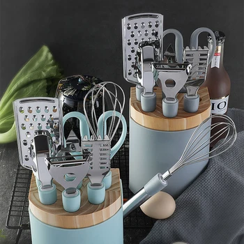 9 conjunto de cozinha de aço Inoxidável gadget conjuntos de Batata descascador de frutas Ralador abridor de lata Família tesoura kitchenaid acessórios