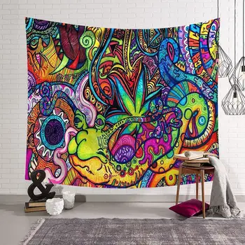 Polyster Hippie Mandala Padrão De Tapeçaria, Pintura Abstrata, Arte Pendurada Na Parede Gobelin Decoração Sala De Artesanato