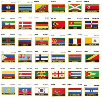 Bandeira nacional a bandeira Patch Bordado o Emblema Coreia do Sul, Holanda, Cazaquistão, Cuba, Finlândia Vaticano, França, Rússia, Alemanha, Dinamarca