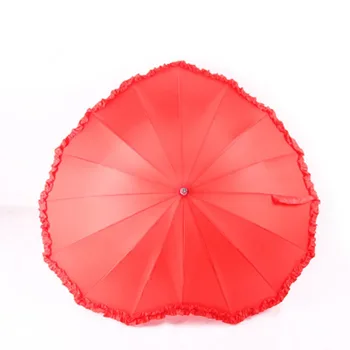 Coração criativo em forma de amor guarda-chuva adultos noiva presente de casamento sólido de cor vermelha, à prova d'água e permeável guarda-chuva para homens e mulheres
