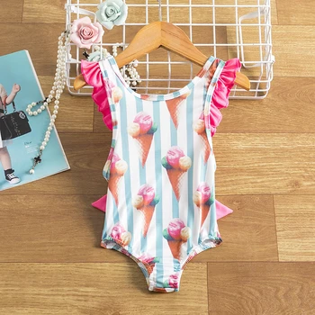 Um-peças de Verão, Praia do Bebê roupa de banho para 0-4 Anos sem encosto Bonito as Meninas de Maiô Crianças Swimwear moda praia maiô