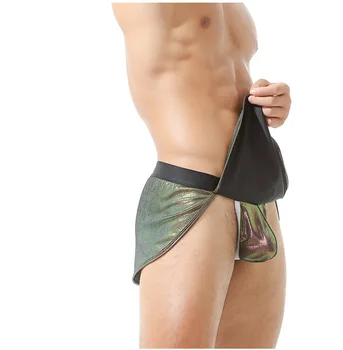 2022 Sexy Homens de Frente Aberta Underwear Homens Boxer Shorts, Cuecas Respirável Virilha Buraco Bojo Bolsa de Cuecas Masculinas