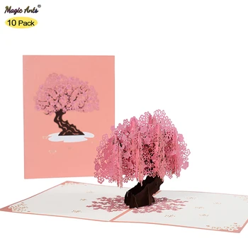 10 Pack Flor de Pêssego Árvore Cartão Pop-Up para o Dia das Mães Aniversário de Aniversário de ação de Graças 3D Cartões Mulher Esposa, Mãe