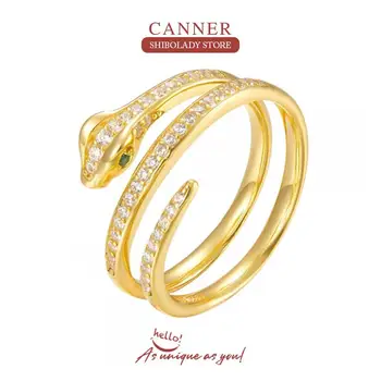 CANNER de Luxo cravejado de diamantes de cobra, Anel de Prata 925 Anillos Anéis de Ouro Para as Mulheres, Luxo, Joias Finas Bague Bijoux