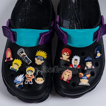 Ninja japonês de Anime Famoso desenho animado Sapato Encantos Atacador Backapck Ajuste Pulseiras de sapatos Decorar o Sapato de Fivela Croc Jibz 1PCS