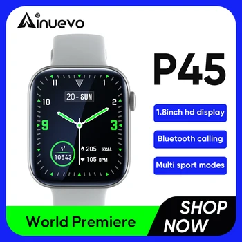 Ainuevo P45 Chamada Bluetooth Smart Watch 1.8