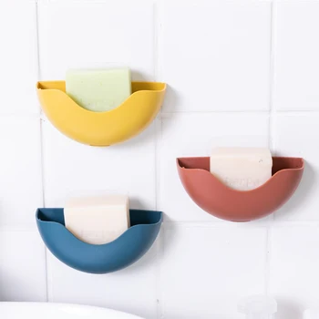 Caixa de sabão Wall-mounted do Banho de Higiene Soco Família de Sucção Bandeja do Sabão do Banheiro Caixa de Prateleira de casa de Banho Organizador