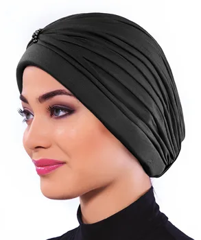 2022 Nova Moda De Bambu Pérola Prontos Turbante Hijab Gorro Cachecol Câncer Cap Mulheres Especiais Do Produto Boina Xale Lenço Muçulmano Quimio Durante Toda A Temporada De Costela De Esferas