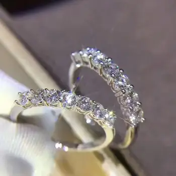 A eternidade Laboratório de Diamante Anel de prata 925 Jóias de Noivado Casamento banda de Anéis para as Mulheres de Noiva Instrução acessório Partido