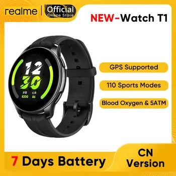 Novo Original Chegada Realme Smart Watch T1 GPS 5ATM Moda Esporte de Chamada Bluetooth Smartwatch AMOLED Tela Grande para Mulheres e Homens