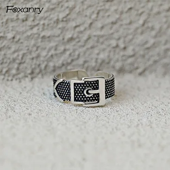 Foxanry Atacado Cor de Prata Vintage Anéis para as Mulheres de Casais de Novo da forma Simples Cinto de Cabeça Anel Jóia do Partido Presentes