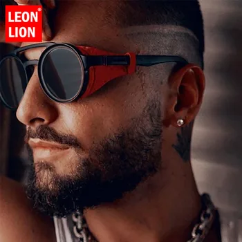 LeonLion de Luxo Punk Óculos de Homens, Óculos Vintage para Homens/Mulheres de Luxo, a Marca de Óculos de sol dos Homens Punk Retro Luneta Soleil Homme