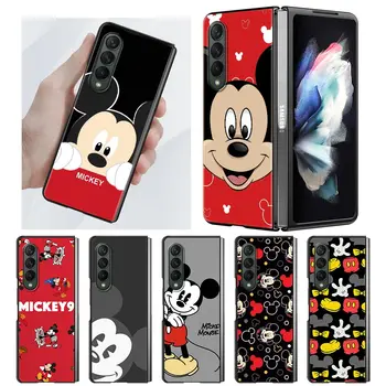 Bonito Mickey Mouse Cartoon Case Para Samsung Galaxy Z Fold3 5G Dura Preta Tampa do PC Z Dobra de 3 a Disney Segmentado Escudo Protetor Capa