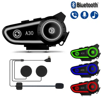 Capacete de motociclista Fone de ouvido Bluetooth sem Fio Impermeável Moto Fone de ouvido Com Assistente de Voz Pode Swith 4 Modelos de Cores LED Luzes
