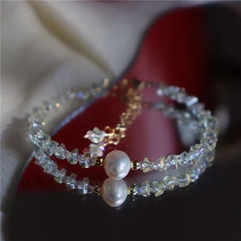 2022 Novas Simples Streetwear Elegante pulseiras de Pérolas Esferas de Cristal Para Mulheres Na Mão Charme Jóias