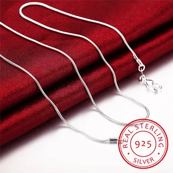 Prata 925 Esterlina de Cobra Colar Chain de Usar para Pingentes Encantos das Mulheres colar S-N34 (1mm de Diâmetro)