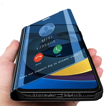 Espelho inteligente de Couro Magnéticos, Flip Case Para o Xiaomi Poco M4 Pro 5G NFC 6.6