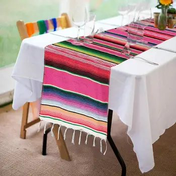 1 Pc 35*215 cm de Algodão Tabela Bandeira Estilo Mexicano Toalha de mesa de Casamento, Decoração de festas de Aniversário, decoração de mesa