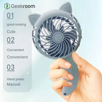 Geekroom Mão Fã De Mão De Pressão Do Ventilador Mini Ventilador Portátil Sem Bateria Família Dos Desenhos Animados Da Ventoinha De Arrefecimento Dos Desenhos Animados Realizada Fã
