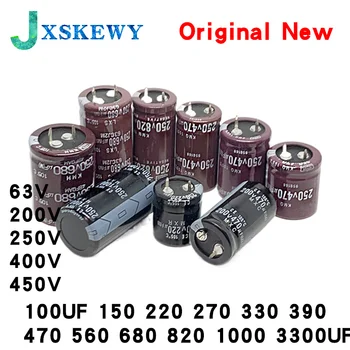 Alta qualidade capacitor eletrolítico de alumínio 63V 200V 250V c.a. 400V 450V 47 56 100UF 150 220 270 330 390 470 560 680 820 1000 3300UF