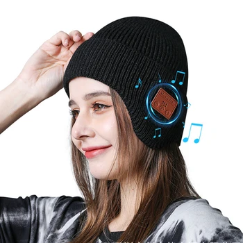 Unisex Bluetooth 5.0 Gorro, Chapéu alto-Falantes Estéreo, Inverno mais Quente Malha Chapéu com Proteção de Ouvido para Runnin Caminhadas, Pesca, Acampamento