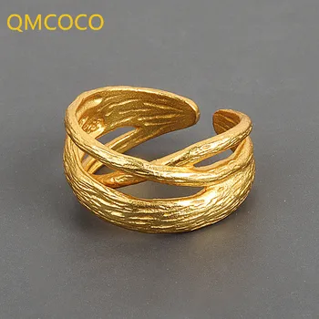 QMCOCO Cor de Prata Anéis Para as Mulheres Criativas Jóias Vintage, feitos à mão Multilayer do Enrolamento Punk Anel de Acessórios de Festa Dons