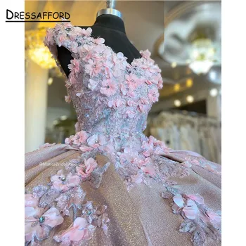 Flores em 3D Vestidos de Quinceanera Lace-up de Graduação Vestido Sweet 16 Vestido de Vestidos De 15 Anos