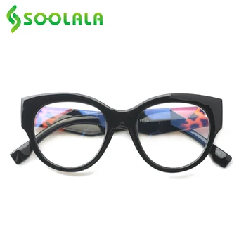 SOOLALA Anti Luz Azul Óculos de Leitura Mulheres Full Frame Padrão Pernas Prescrição de Óculos de Leitura +0.5 1.0 2.0 4.0
