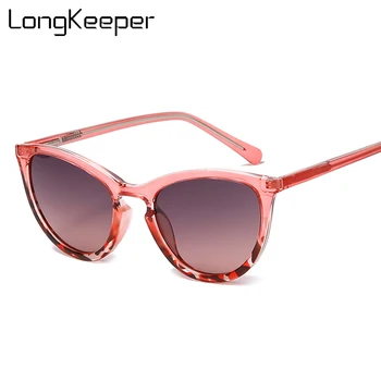 LongKeeper Nova Moda, Óculos estilo Olho de Gato Mulheres o Design da Marca Vintage, Pink Leopard Óculos de Sol das Senhoras de Condução gafas de sol mujer