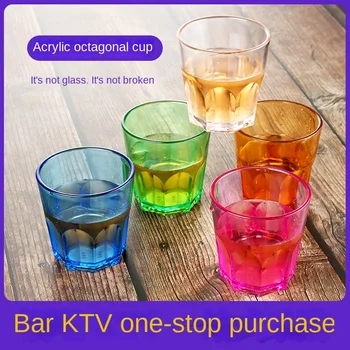 KTV bares PC acrílico vidro de cerveja, copos de plástico transparentes do oceano copo de vidro octagon copo de whisky