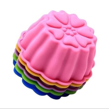 6pcs 5 Cm Bolinho Cupcake de Silicone Copos de volta Para o Bolinho Cupcake DIY Cozimento Fondant Muffin Bolo de Copos Moldes D583