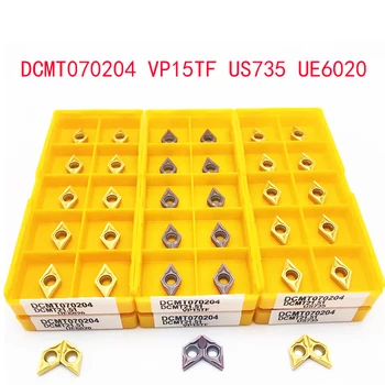 DCMT070204 DCMT11T304 DCMT11T308 VP15TF US735 UE6020 torneamento interno ferramenta de metal torno de ferramentas de Corte da ferramenta de torneamento inserir