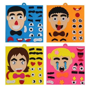 Crianças DIY Fazer uma Cara de Vinheta de Livros para Crianças Crianças de Novos Jogos de Quebra-cabeça Divertido Brinquedos de Presente de desenhos animados Feltro Tecido Artesanato Etiquetas de Brinquedo